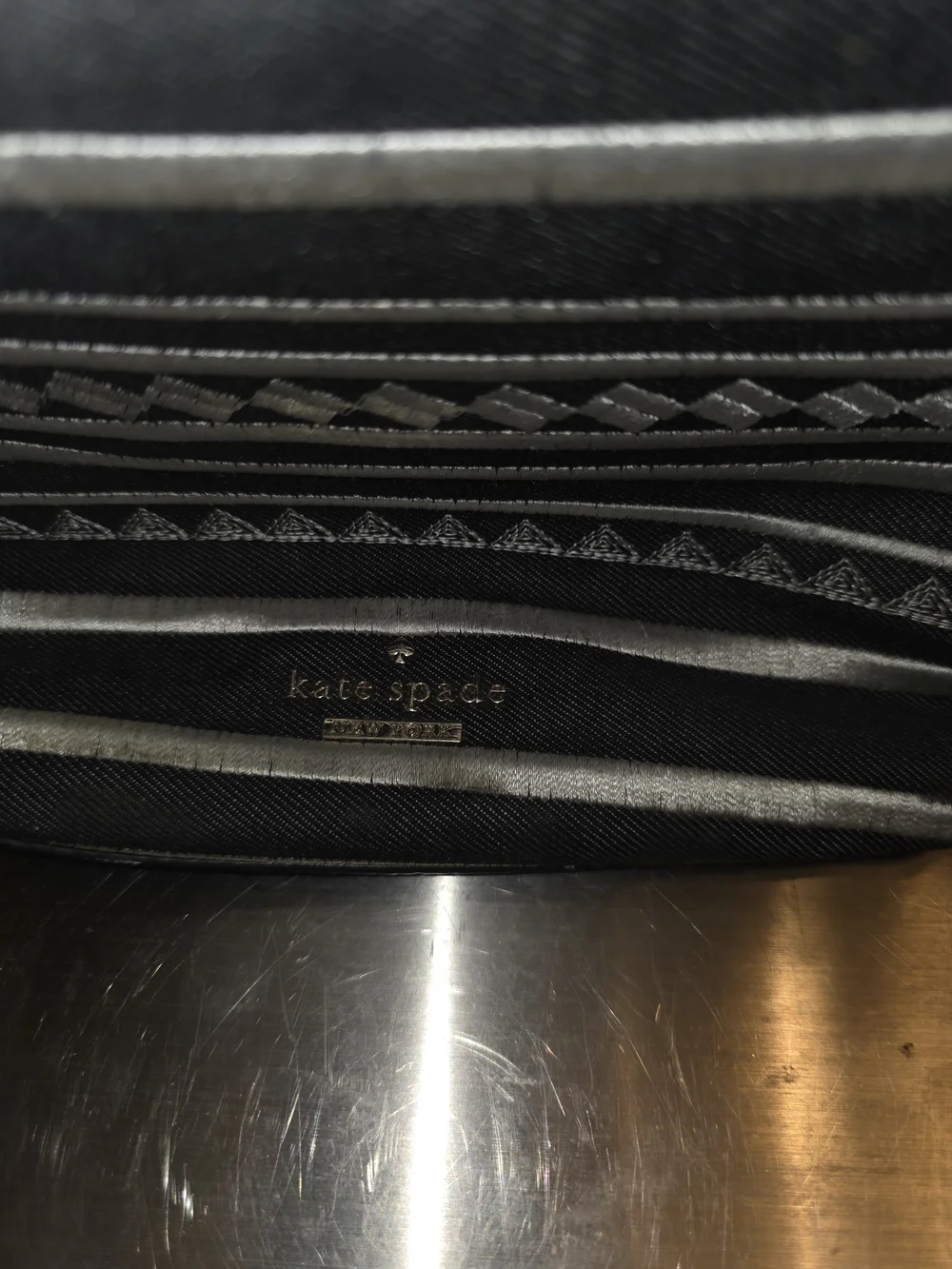 Kate Spade Black & White Striped Crossbody Bag